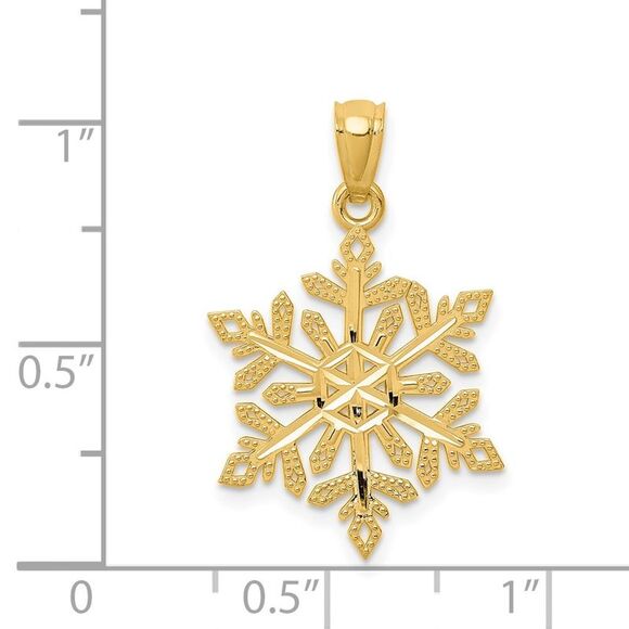 14k Yellow Gold, Snowflake Pendant